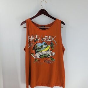 Vtg Harley Davidson Motorcycles Bike Week Orlando Florida Tank Top Orange XL